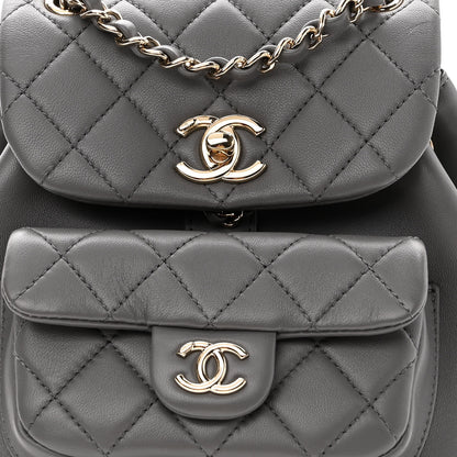 Chanel Lambskin Quilted Small Duma Drawstring Backpack Grey 7 of 10
