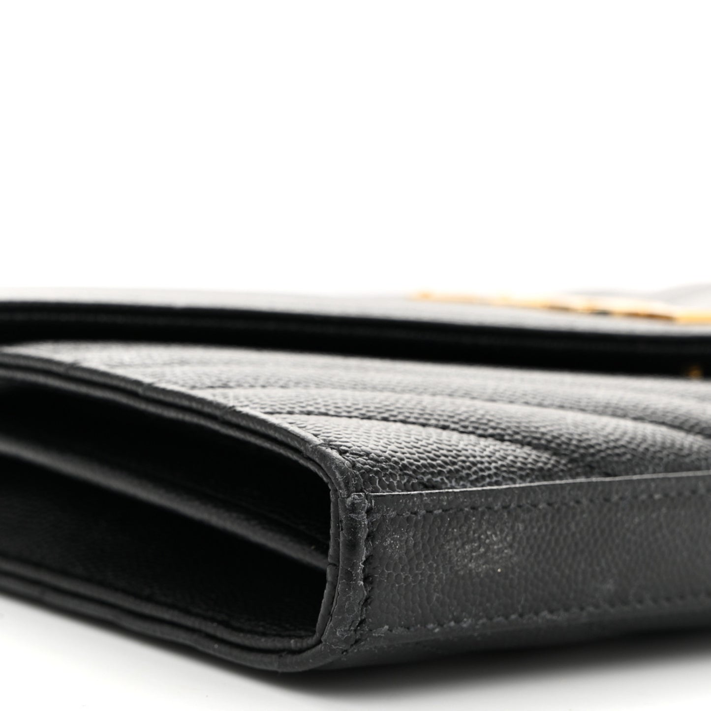 Grain De Poudre Matelasse Chevron Monogram Chain Wallet Black