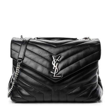 Saint Laurent Calfskin Y Quilted Monogram Medium Loulou Chain Satchel Black 1 of 12