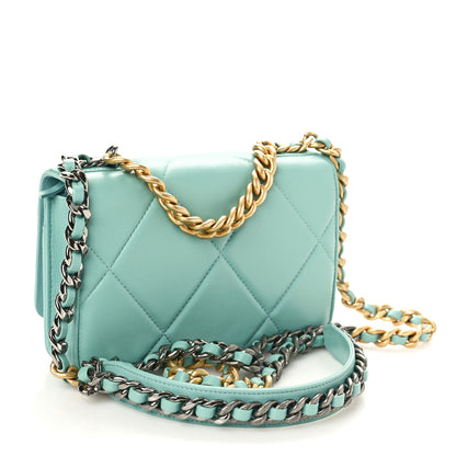 Chanel Lambskin Quilted Chanel 19 Wallet On Chain WOC Light Blue 3 of 11