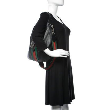 Gucci Calfskin Web Stripe Medium Dionysus Hobo Black 3 of 16