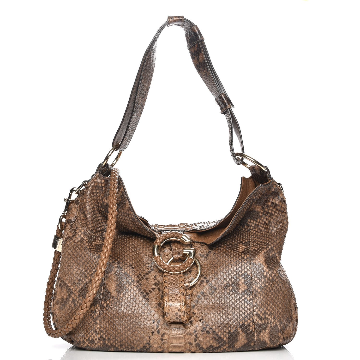 Gucci Python Medium G Wave Shoulder Bag Caramel 1 of 8