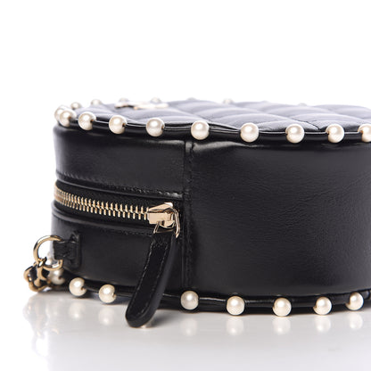 Chanel Calfskin Quilted Pearl Round Clutch With Chain Black 8 of 11