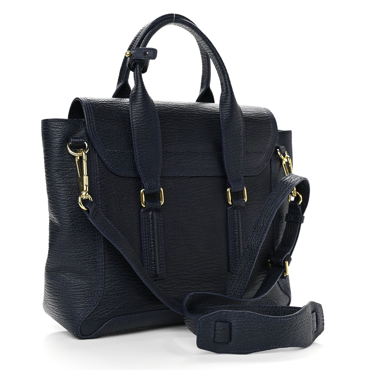 3.1 Phillip Lim Textured Calfskin Medium Pashli Satchel Ink 2 of 9