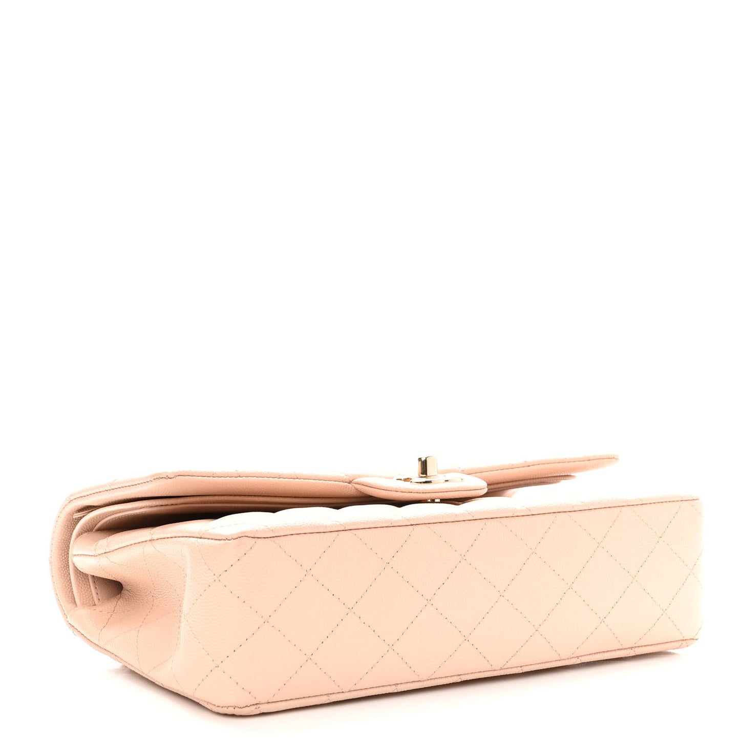 Caviar Quilted Medium Double Flap Light Beige