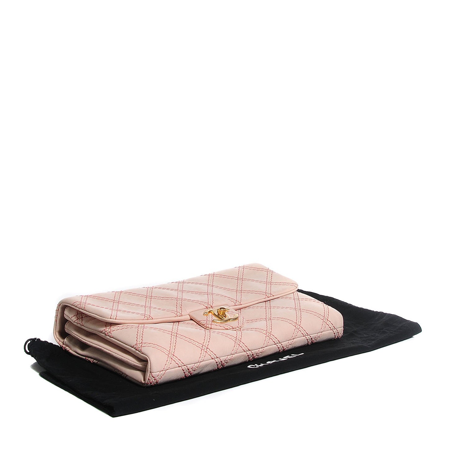 Calfskin Triple Stitched Medium Flap Pink