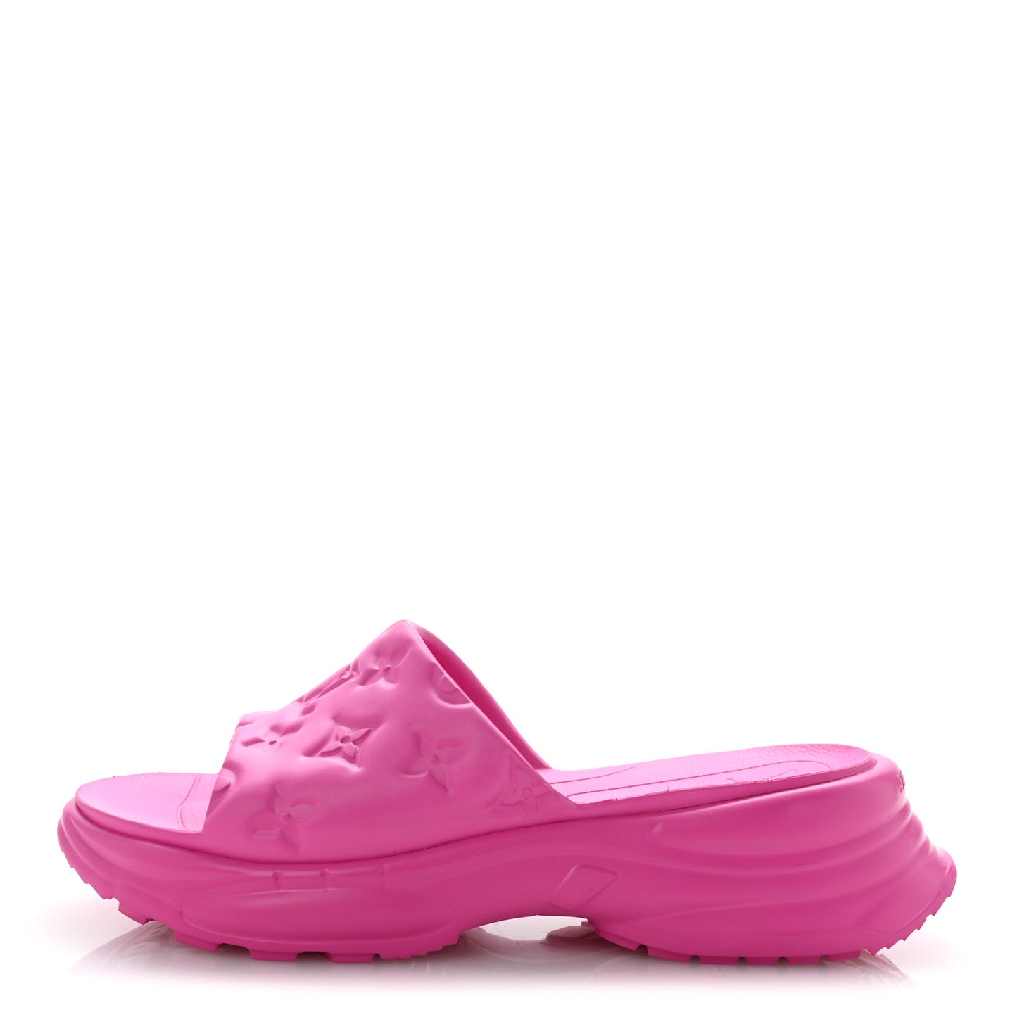Rubber Monogram Embossed Pool 55 Flat Comfort Mule 41 Pink