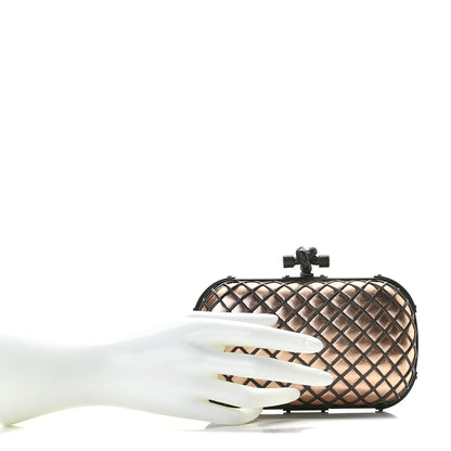 Bottega Veneta Metallic Cage Knot Clutch Gold 2 of 9
