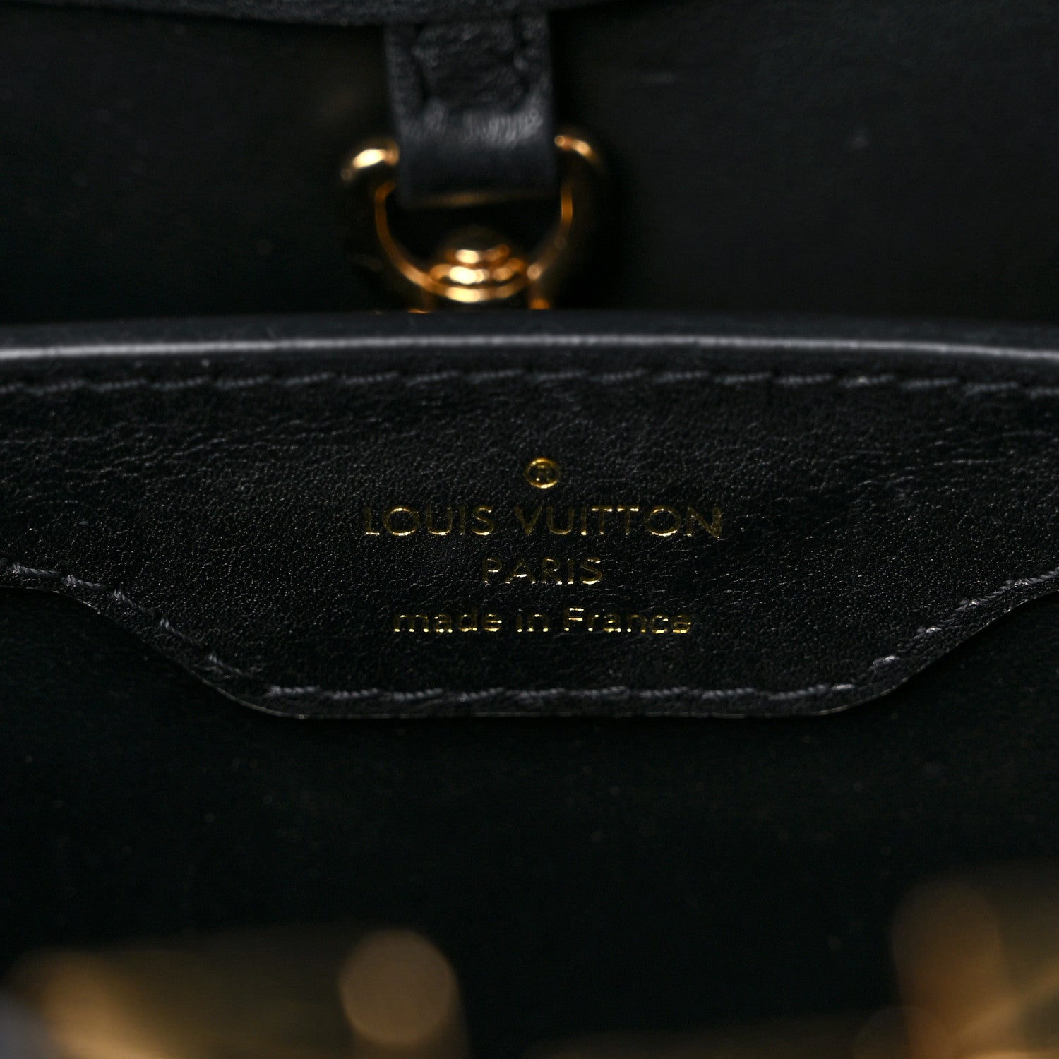 Louis Vuitton Calfskin Pleated Capucines BB Black 6 of 12