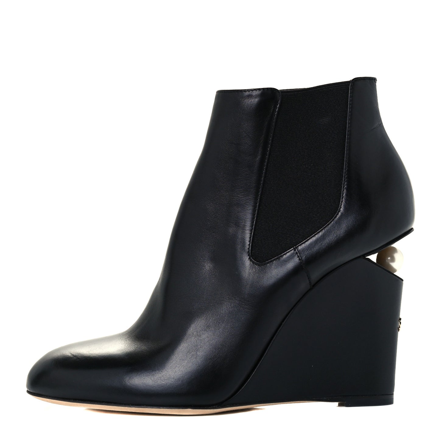 Lambskin Pearl CC Ankle Boots 37.5 Black