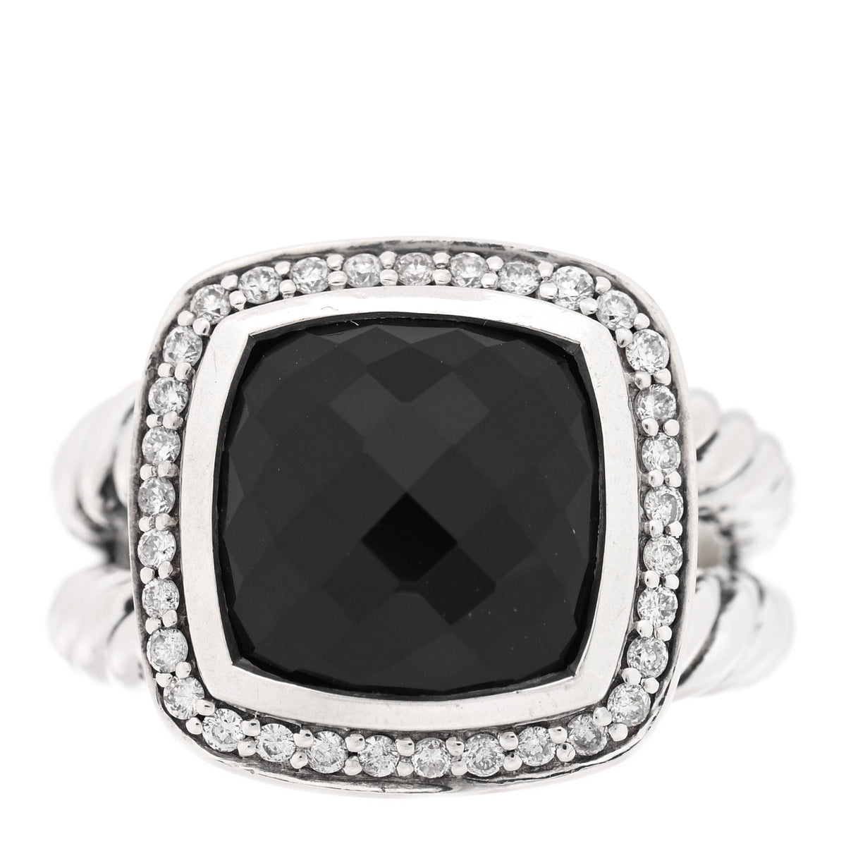 Sterling Silver Diamond Black Onyx 11mm Albion Statement Ring 52 6