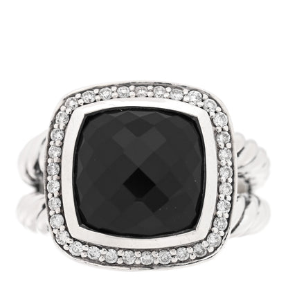 David Yurman Sterling Silver Diamond Black Onyx 11mm Albion Statement Ring 52 6 1 of 5