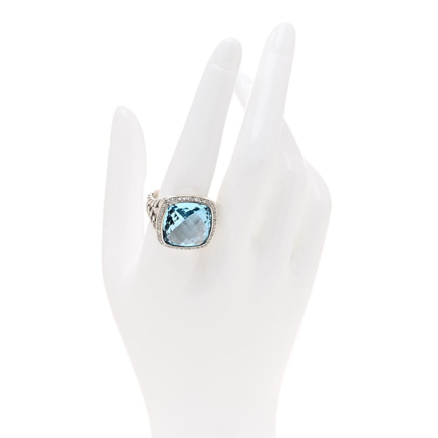 Sterling Silver Diamond Blue Topaz 17mm Albion Ring 61 9.5