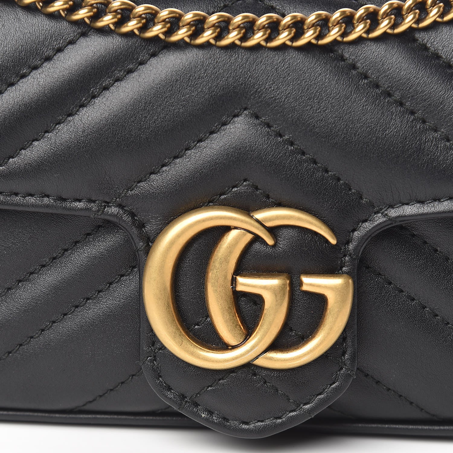 Gucci Calfskin Matelasse Super Mini GG Marmont Shoulder Bag Black 10 of 11