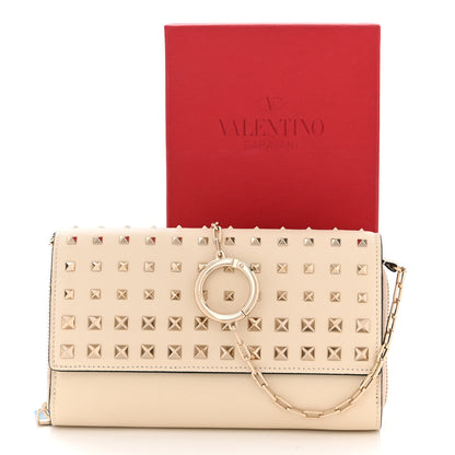 Valentino Garavani Vitello Rockstud Carry Secrets Continental Wallet On Chain Light Ivory 14 of 14