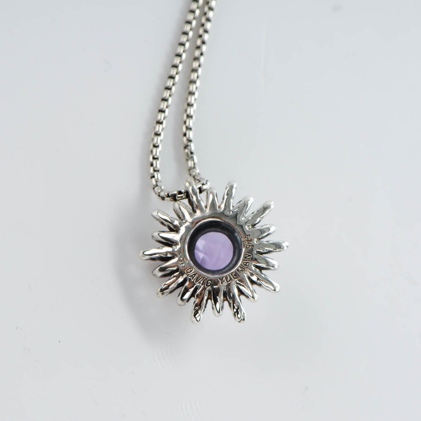 Sterling silver Amethyst 7mm Starburst Pendant Necklace