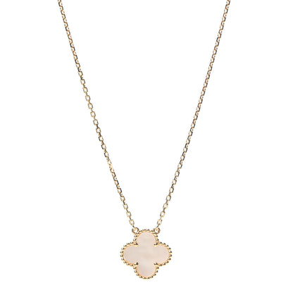 Van Cleef & Arpels 18K Yellow Gold Mother of Pearl Vintage Alhambra Pendant Necklace 1 of 7