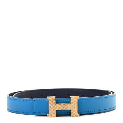 Hermes Swift Epsom 24mm Mini Constance Guilloche H Belt 85 Bleu Frida Bleu Indigo 1 of 5