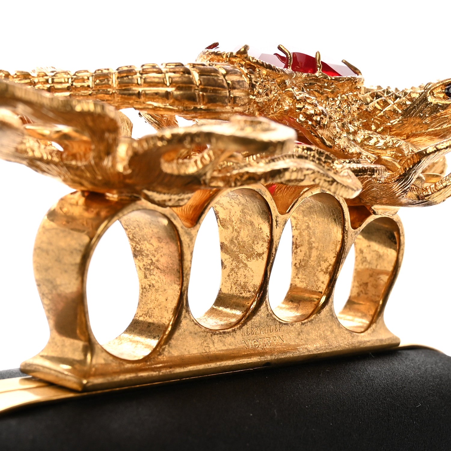 Alexander McQueen Satin Salamander Knuckle Box Clutch Clutch Black 9 of 10
