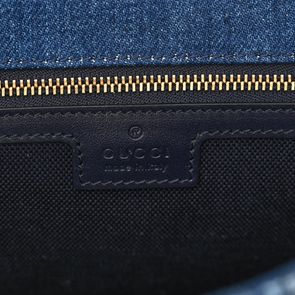 Gucci Denim Crystal Applique Small GG Marmont Shoulder Bag Blue 7 of 10