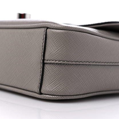 Prada Saffiano Pattina Sound Chain Crossbody Bag Grey 8 of 8