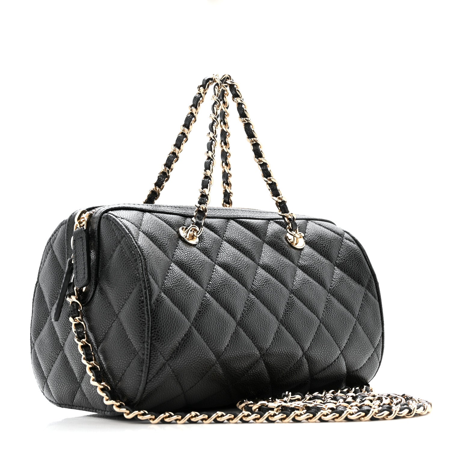Chanel Caviar Quilted Barrel Clutch With Chain  Black 3 of 11