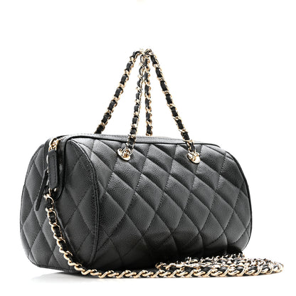 Chanel Caviar Quilted Barrel Clutch With Chain  Black 3 of 11