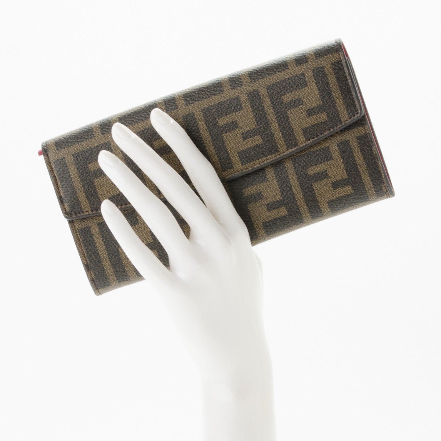 Fendi Zucca Spalmati Vitello Elite Simply Continental Wallet Tobacco Mattone 2 of 6