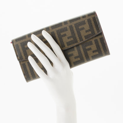 Fendi Zucca Spalmati Vitello Elite Simply Continental Wallet Tobacco Mattone 2 of 6