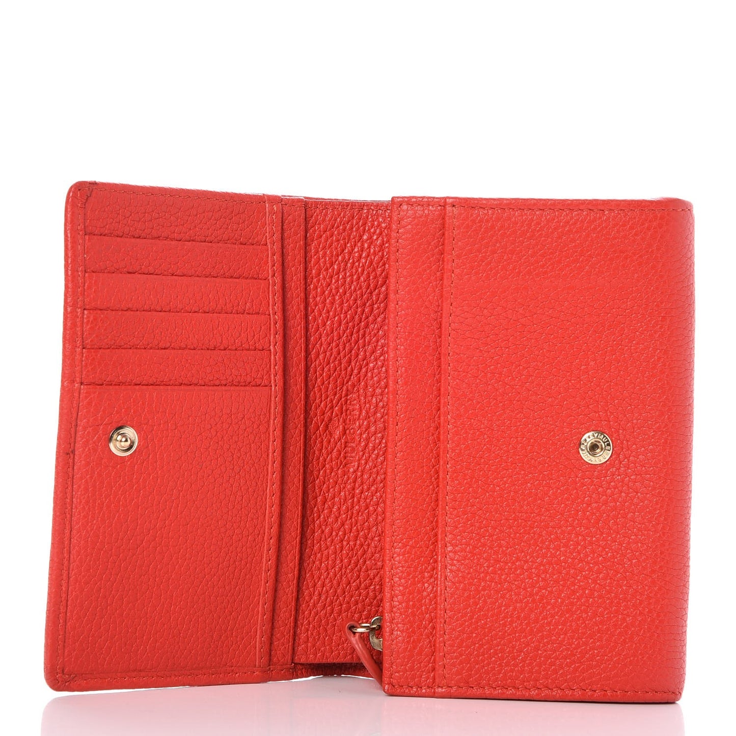 Glossy Goatskin Tree French Purse Wallet Poppy Red