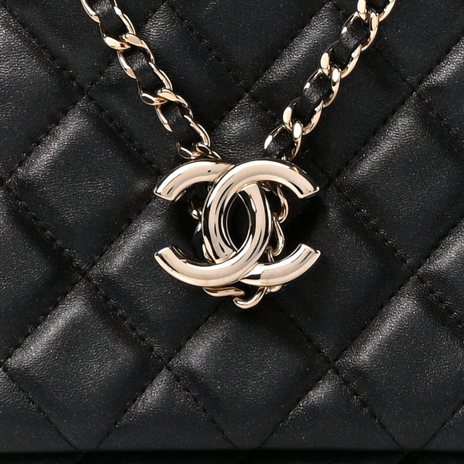 Chanel Shiny Lambskin Quilted Medium Double Case With Strap Black 9 of 11