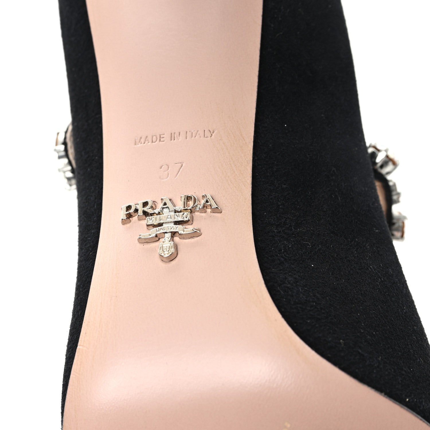 Prada Camoscio Crystal Pumps 37 Black 7 of 9