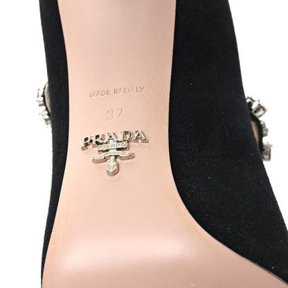 Prada Camoscio Crystal Pumps 37 Black 7 of 9