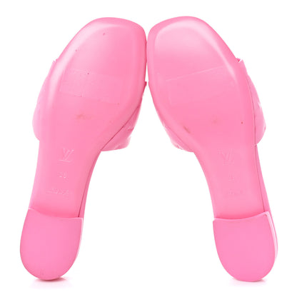 Louis Vuitton Lambskin Embossed Monogram Revival Flat Mules 38 Rose 5 of 9