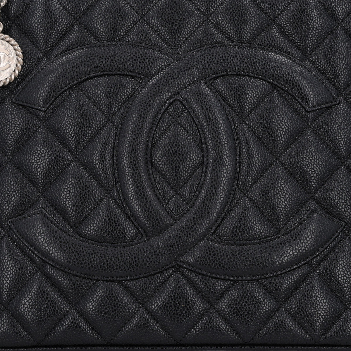 Caviar Quilted Medallion Tote Black