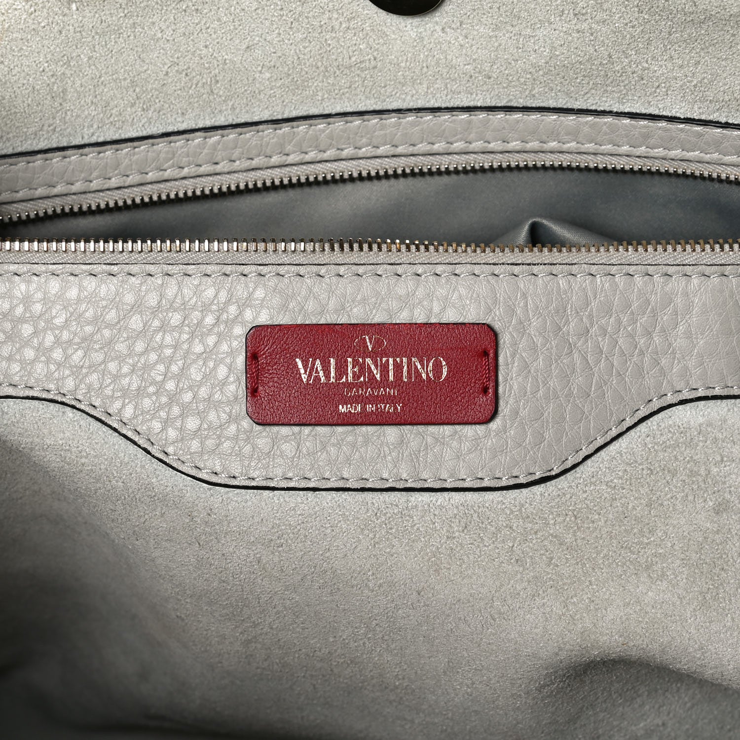 Valentino Garavani Grained Calfskin Rockstud Shoulder Tote Pastel Grey 5 of 14