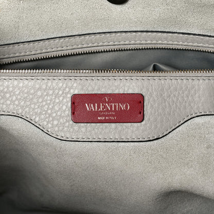 Valentino Garavani Grained Calfskin Rockstud Shoulder Tote Pastel Grey 5 of 14