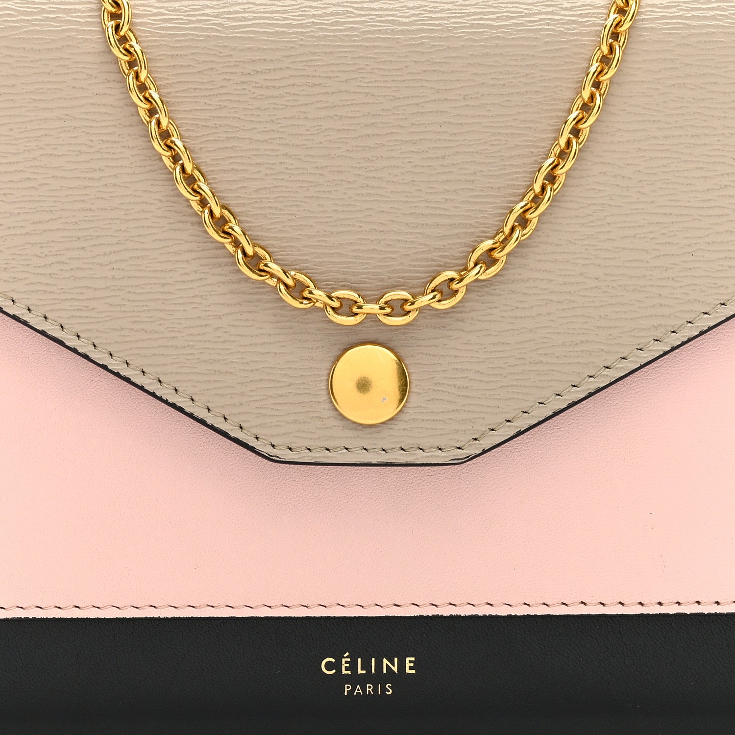 Celine Smooth Calfskin Tri-Color Clutch on a Chain Taupe 8 of 10