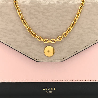 Celine Smooth Calfskin Tri-Color Clutch on a Chain Taupe 8 of 10