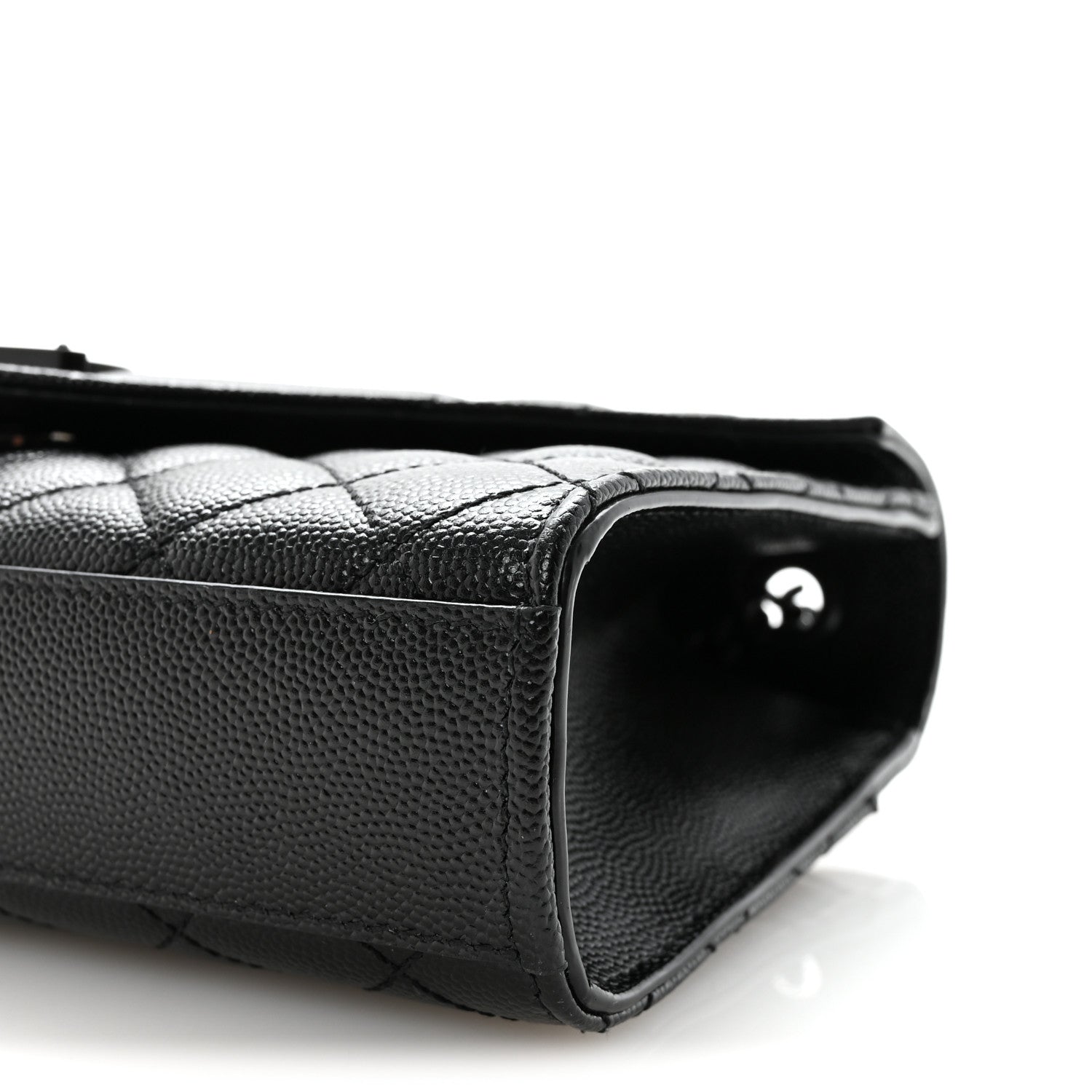 Saint Laurent Grain De Poudre Textured Mixed Matelasse Triquilt Small Monogram Monochrome Satchel Black 9 of 9