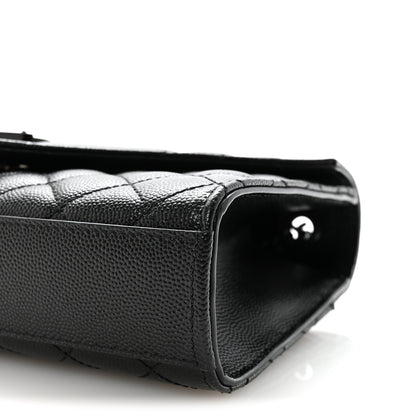 Saint Laurent Grain De Poudre Textured Mixed Matelasse Triquilt Small Monogram Monochrome Satchel Black 9 of 9