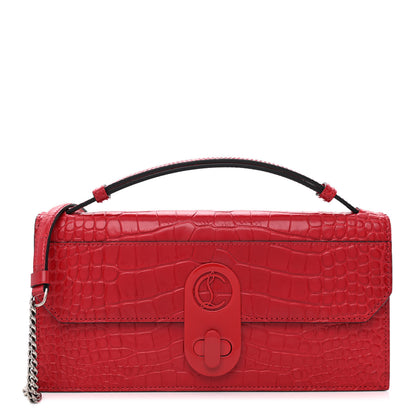 Christian Louboutin Calfskin Alligator Embossed Elisa Baguette Red 1 of 9
