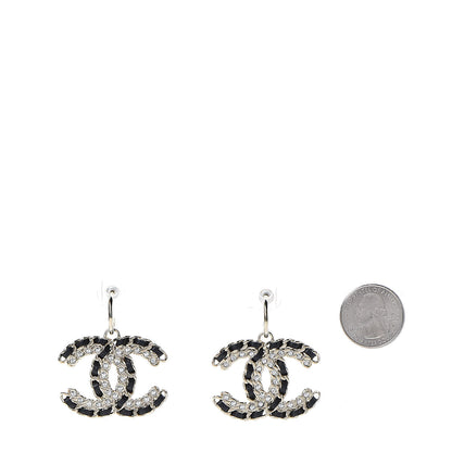 Chanel Crystal Lambskin Chain CC Vintage Allure Stud Earrings Black Gold 2 of 4
