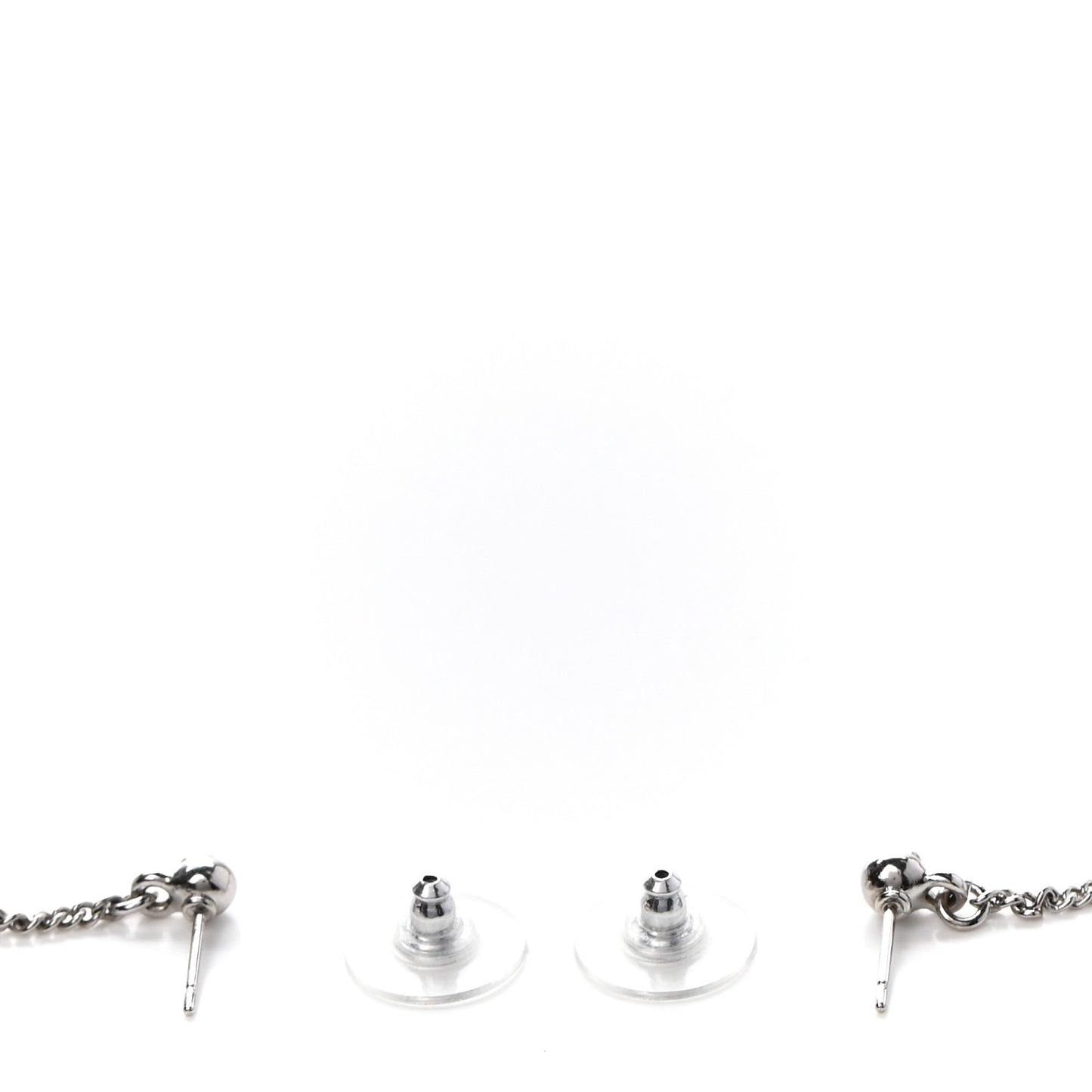 Baguette Crystal CC Drop Earrings Silver