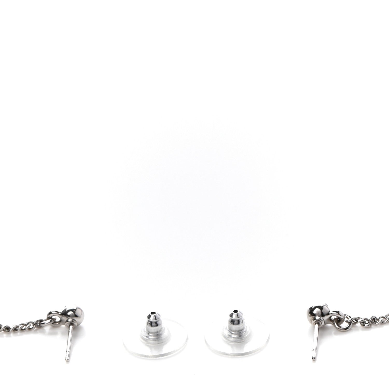 Chanel Baguette Crystal CC Drop Earrings Silver 3 of 5