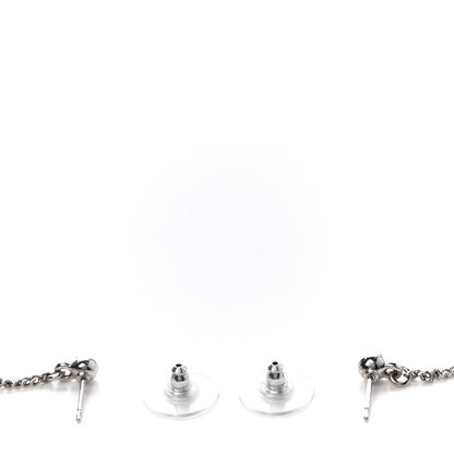 Chanel Baguette Crystal CC Drop Earrings Silver 3 of 5