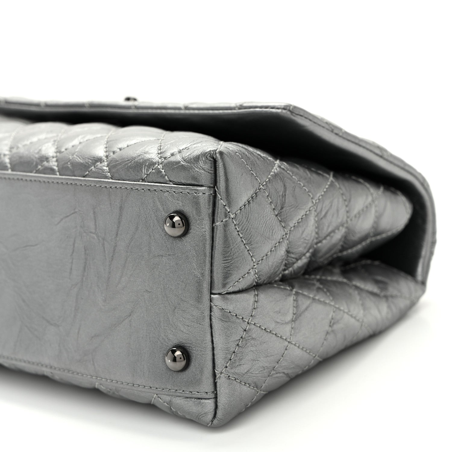 Chanel Metallic Aged Calfskin Quilted Small Coco Handle Flap Charcoal 10 of 10