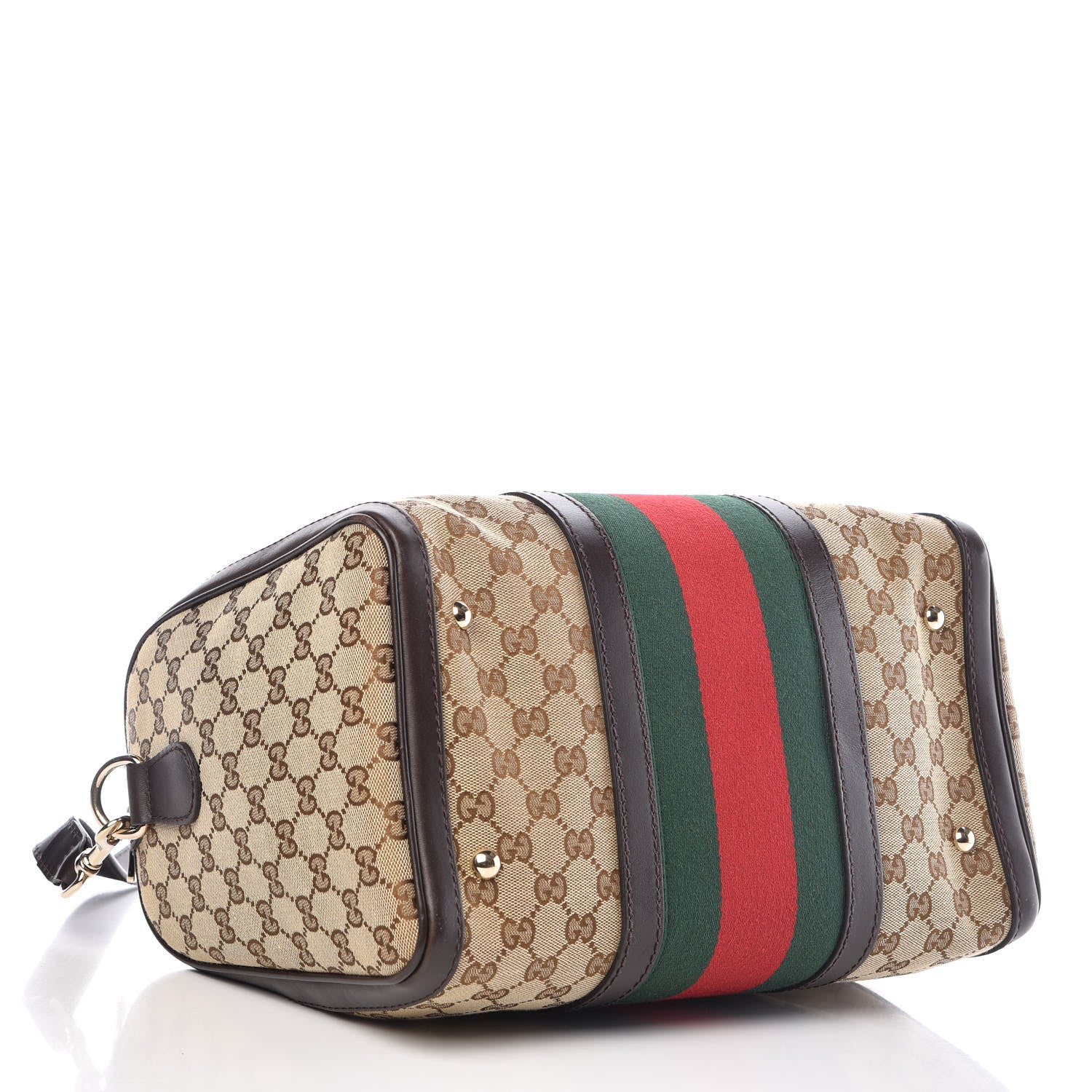 Gucci Monogram Vintage Web Medium Boston Dark Brown 4 of 10
