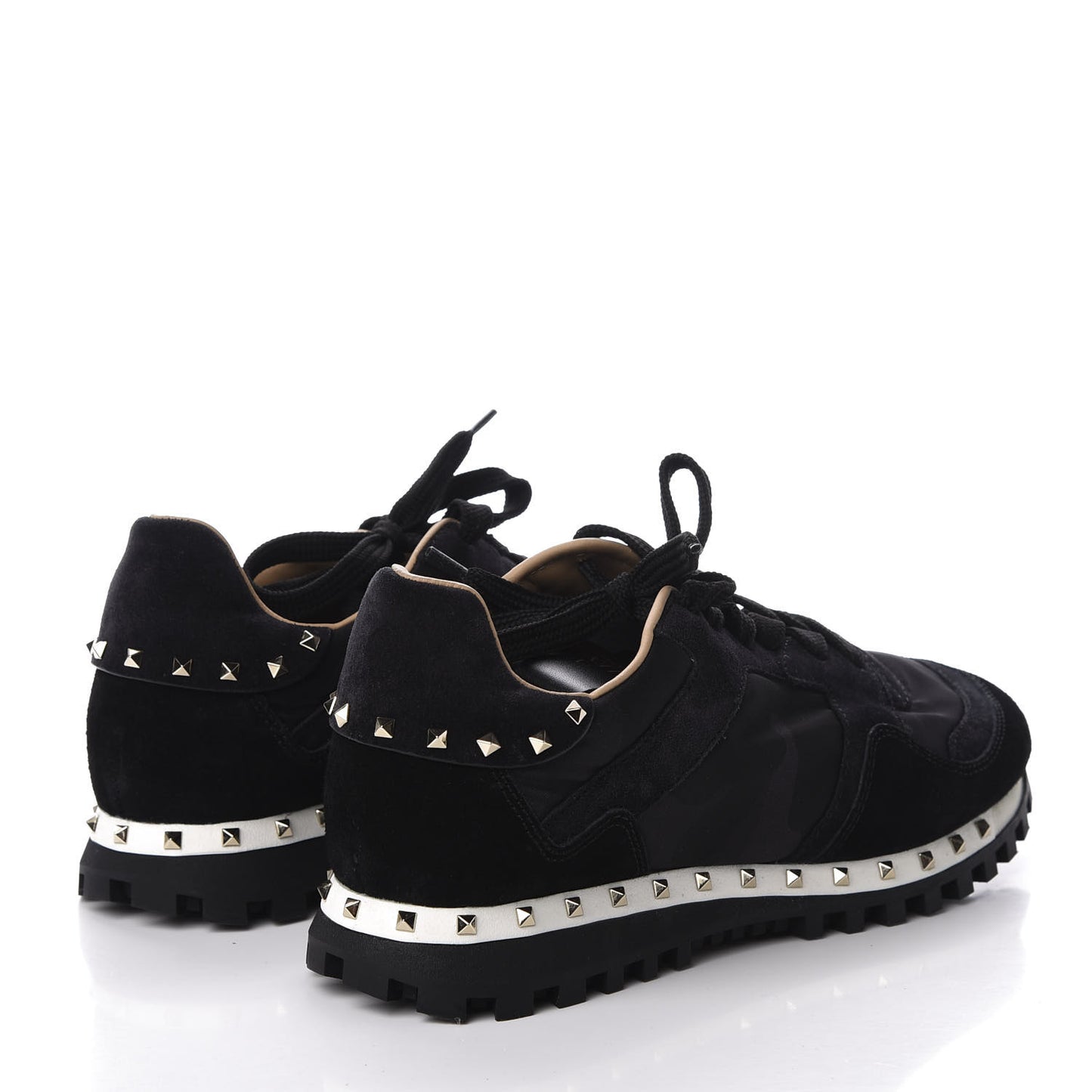 Suede Nylon Camouflage Womens Soul Rockstud Sneakers 38 Black