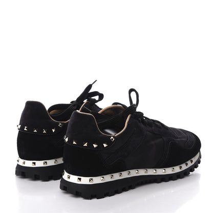 Valentino Garavani Suede Nylon Camouflage Womens Soul Rockstud Sneakers 38 Black 4 of 11
